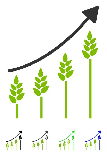 Gráfico de cultivo de trigo Icono plano — Vector de stock