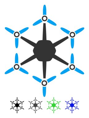 Hexacopter düz simgesi