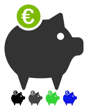 Euro kumbara düz simgesi