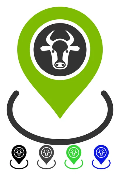 Cow Location Flat Icon — Stock Vector