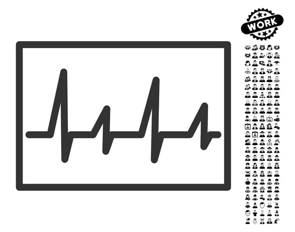 Icône de cardiogramme avec bonification de personnes — Image vectorielle