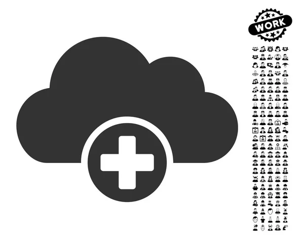 Σύννεφο ιατρική εικονίδιο με δουλειά μπόνους — Διανυσματικό Αρχείο
