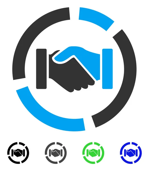 Diagrama de aperto de mão de cooperação Ícone plano — Vetor de Stock