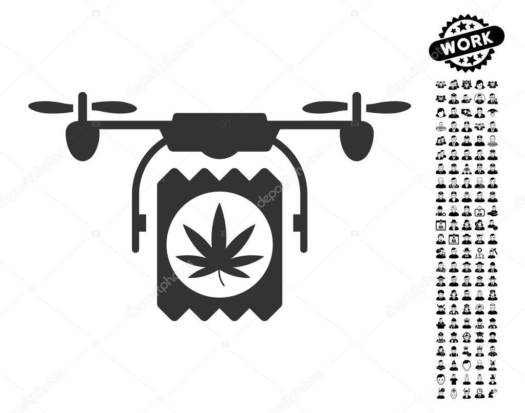 Drugs Drone Delivery Icon with Job Bonus