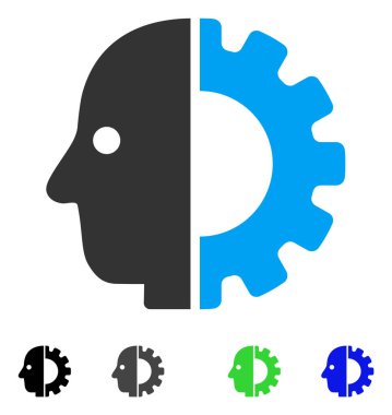 Cyborg kafa düz simgesi