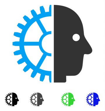 Cyborg kafa düz simgesi