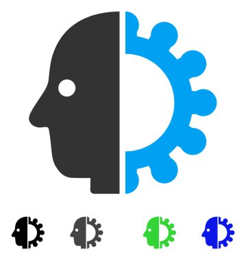 Cyborg kafa düz simgesi