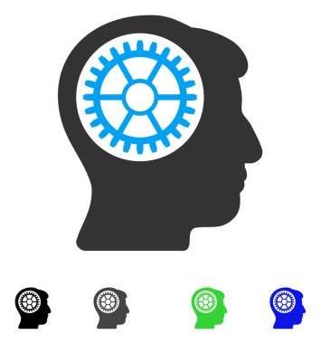 Kafa dişli düz simgesi