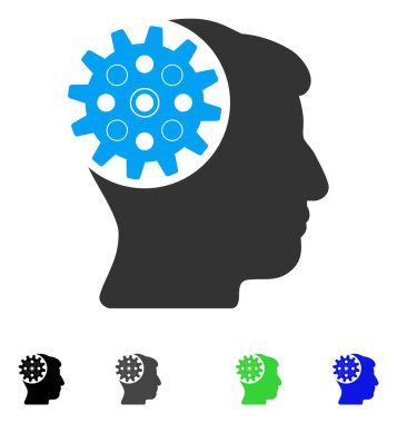 Kafa dişli düz simgesi