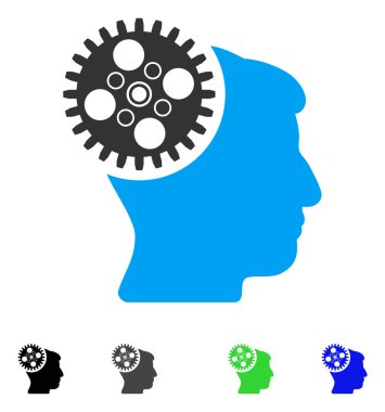 Kafa Gearwheel düz simgesi