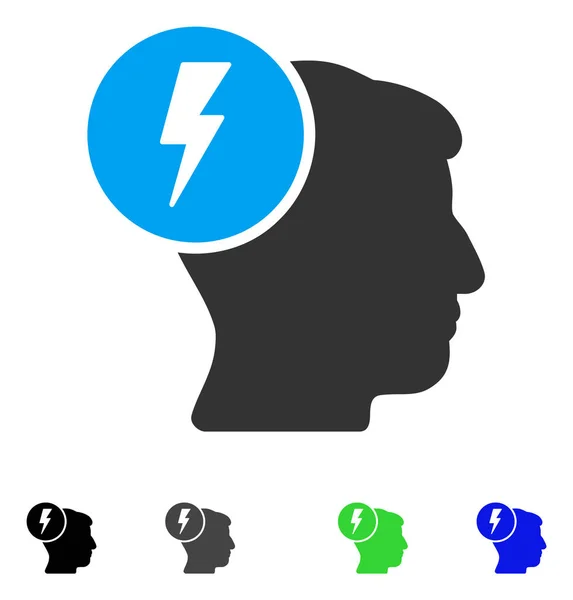 Brain Electricity Flat Icon — Stock Vector