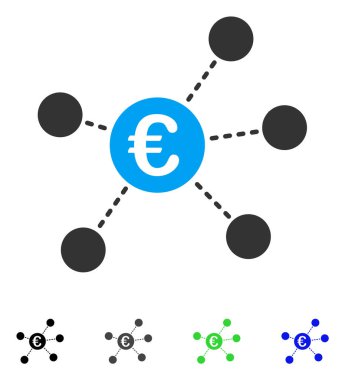 Euro sanal bağlantılar düz simgesi