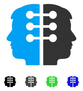 Çift kafa arabirimi düz simgesi