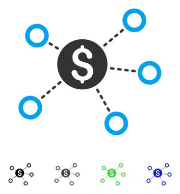 Doları ağ bağlantıları düz simgesi