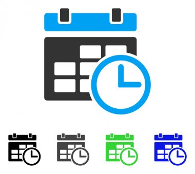 Tarih ve saat düz simgesi