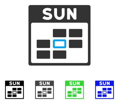 Pazar takvim kılavuz düz simgesini