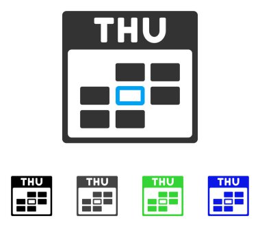 Perşembe takvim kılavuz düz simgesini