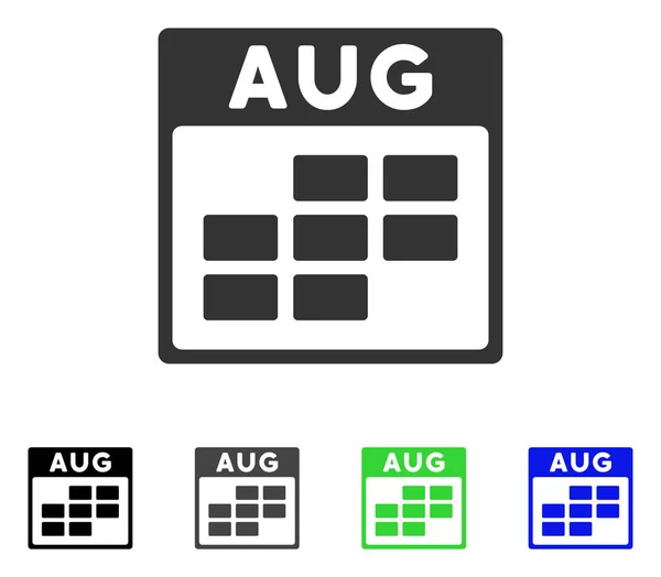 Agosto Calendário Grade Ícone plano — Vetor de Stock