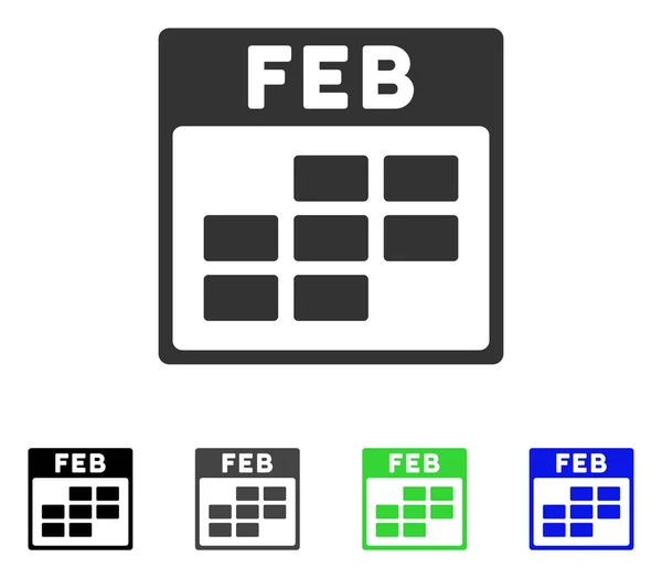 February Calendar Grid Flat Icon — Stock Vector