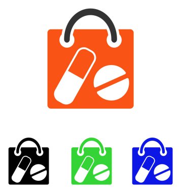 Uyuşturucu alışveriş çantası düz vektör simgesi