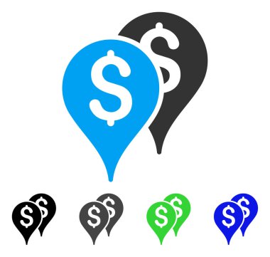 Banka harita işaretleri düz simgesi