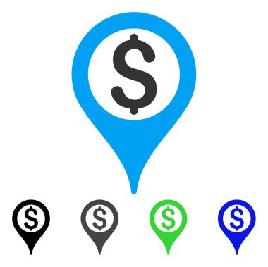 Banka harita işaretçi düz simgesi