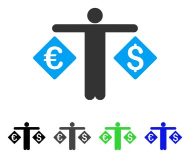 Para birimi tüccar düz simgesi