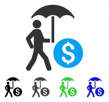 Bankacı şemsiye düz simgesi olan yürüyüş