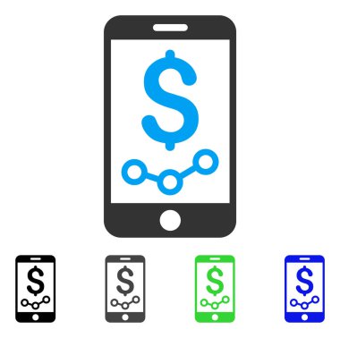 Mobil satış raporu düz simgesi