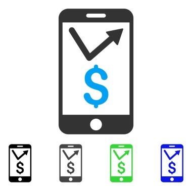 Mobil satış raporu düz simgesi