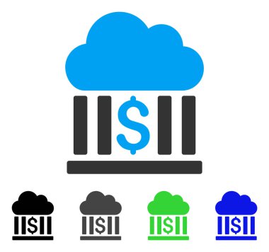 Bulut banka düz simgesi