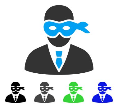 Maskeli hırsız düz simgesi