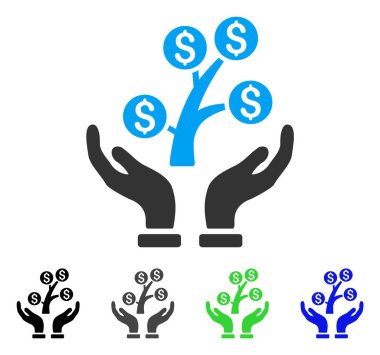 Para ağacı Bakımı el düz simgesi