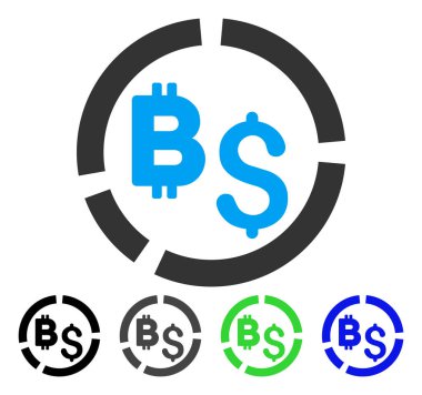 Bitcoin finansal diyagramı düz simgesi