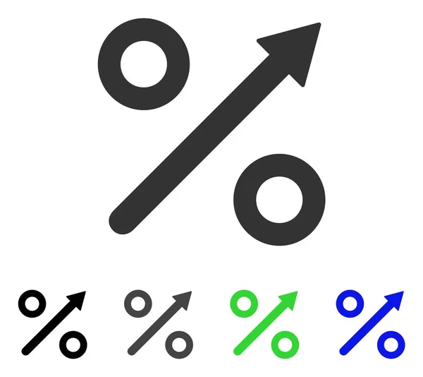 Growing Percent Flat Icon — Stock Vector