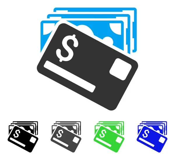 Billetes y tarjeta Icono plano — Vector de stock