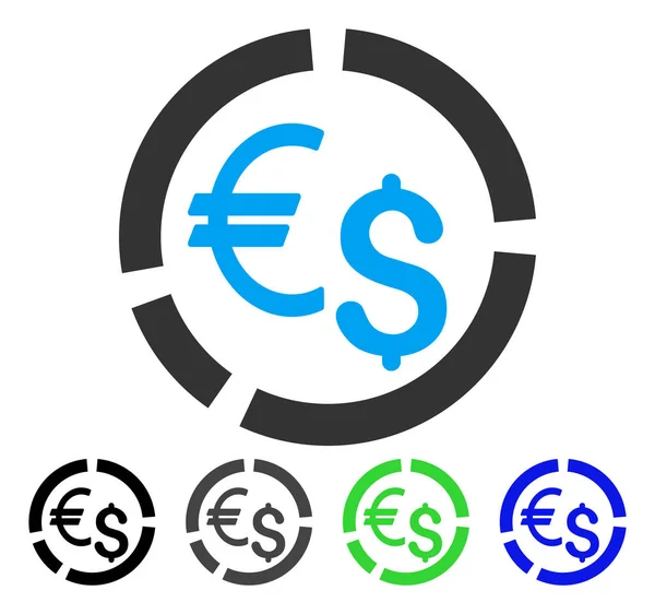 Diagrama de Moeda Ícone plano — Vetor de Stock