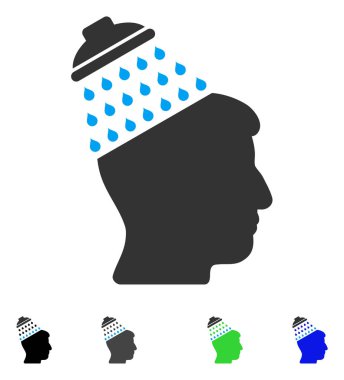 Beyin duş düz simgesi