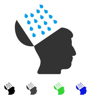 Beyin duş düz simgesi