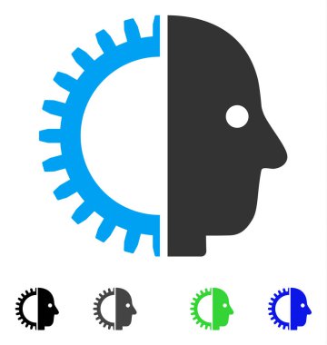 Cyborg kafa düz simgesi