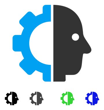 Cyborg kafa düz simgesi