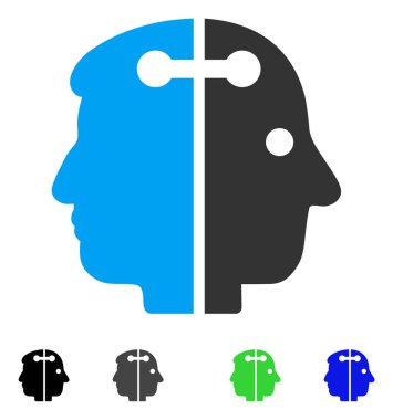 Çift kafa bağlantı düz simgesi