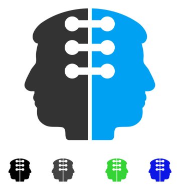 Çift kafa arabirimi düz simgesi