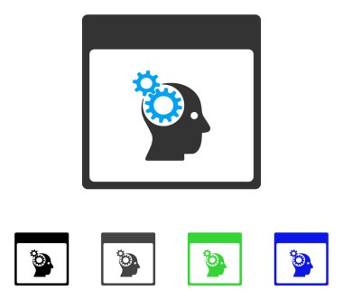 Beyin tekerlekler sayfa düz simge takvim