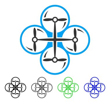 Dört helikopter düz simgesi