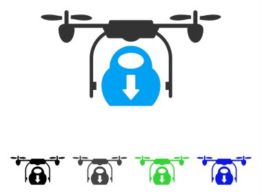 Drone damla kargo düz simgesi