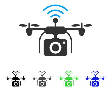 Radyo kamera dron düz simgesi