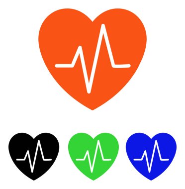 Kalp Ekg düz vektör simgesi