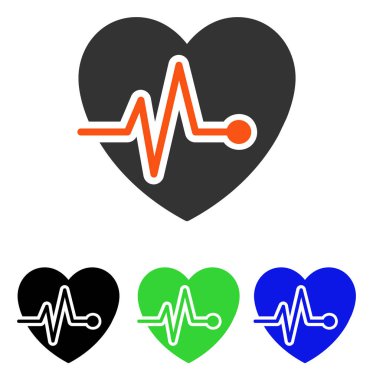 Kalp nabız düz vektör simgesi