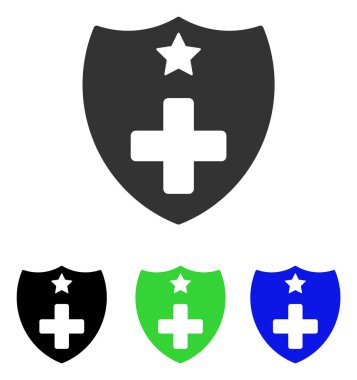 Tıbbi Sigorta kalkan düz vektör simgesi